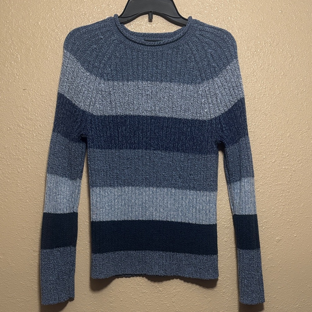 Carolyn Taylor Navy and Gray Striped Sweater